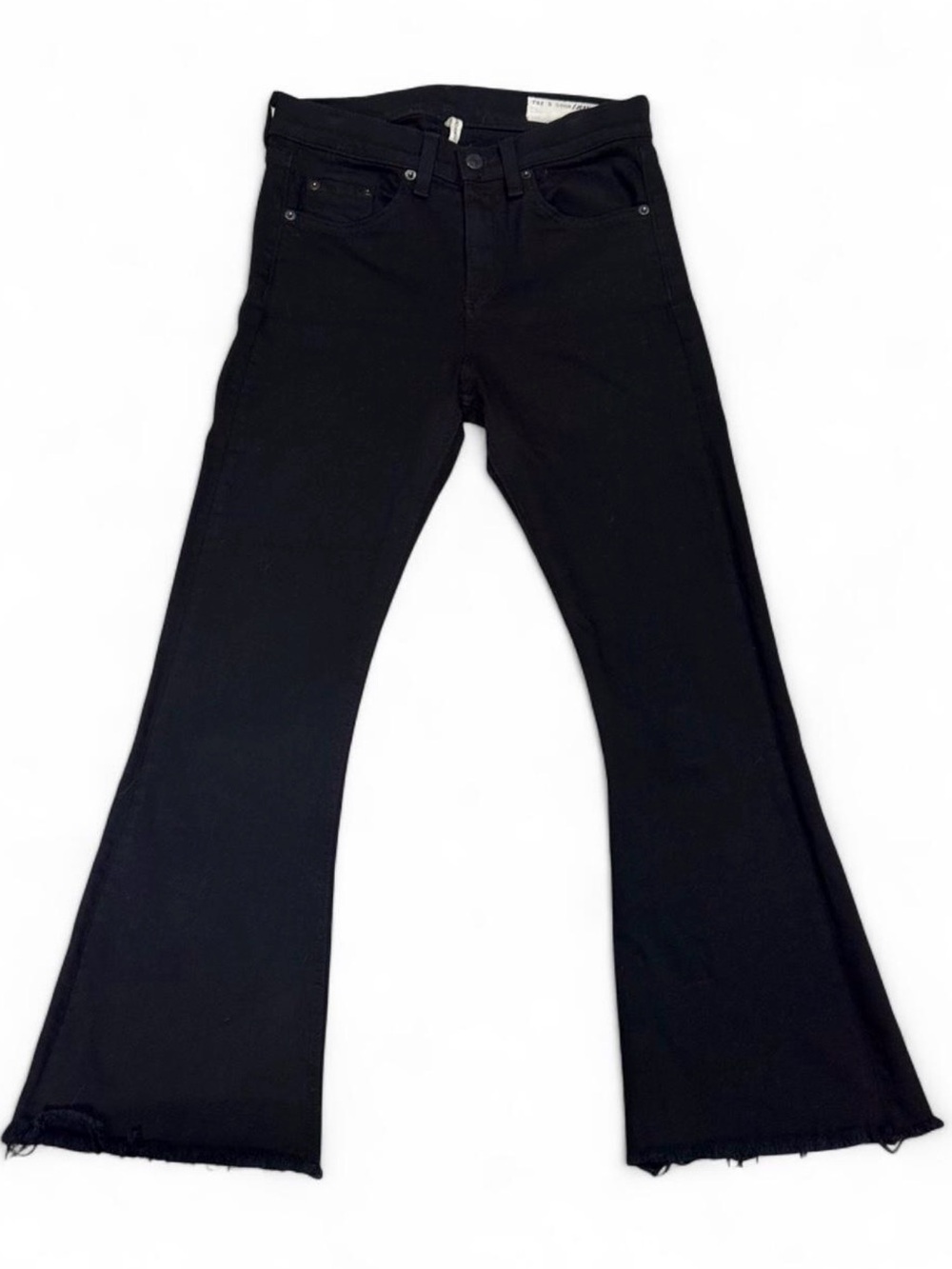 rag & bone Black Cropped Flare Raw Hem Jeans – 26